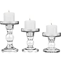 Lewondr [3 PZS Portavelas de Vidrio Cristal Candelabro Columna de Mesa para Iluminar y Decorar- Decoración para Hogar…